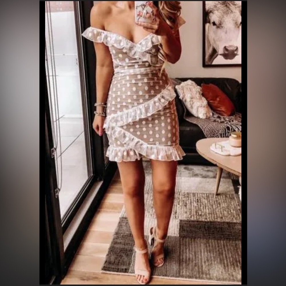 MAJORELLE Bandit Dress in White lace ruffle revolve fall formal $189 party